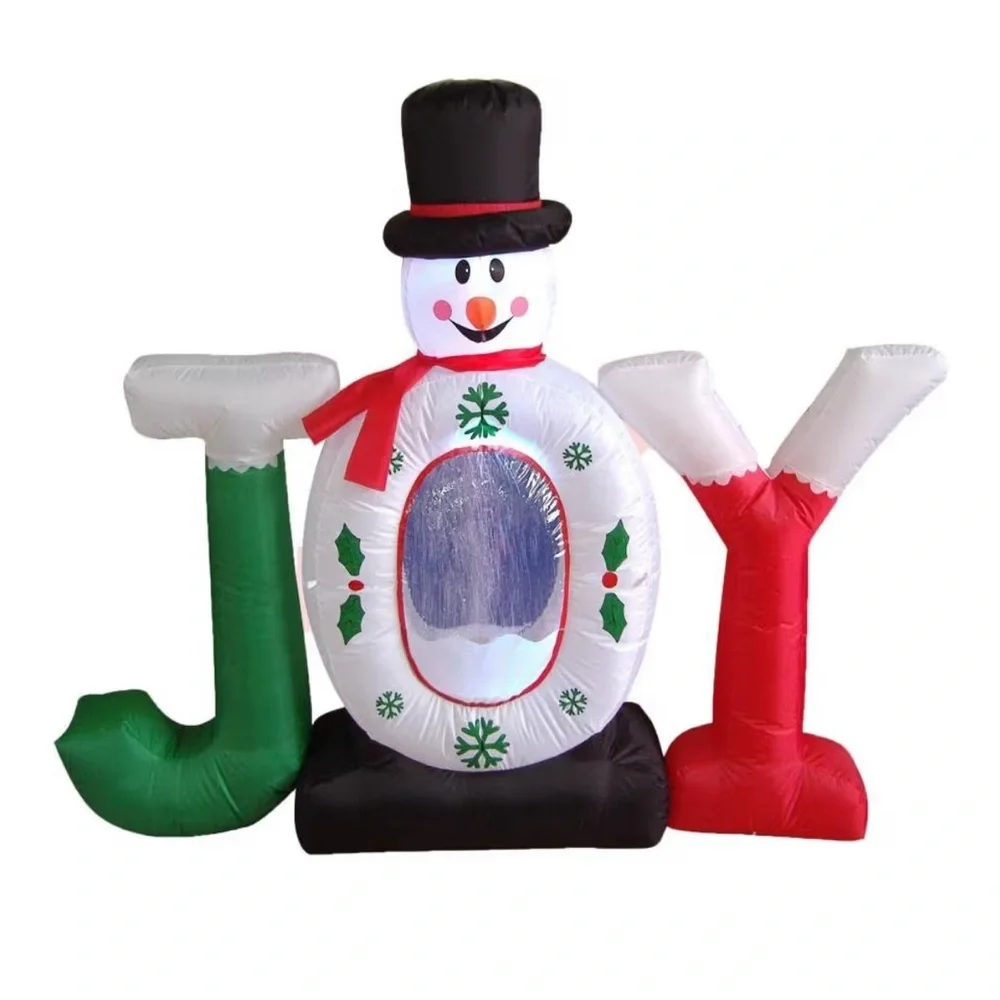 Festive Snowman JOY Snow Blowing Inflatable Decoration